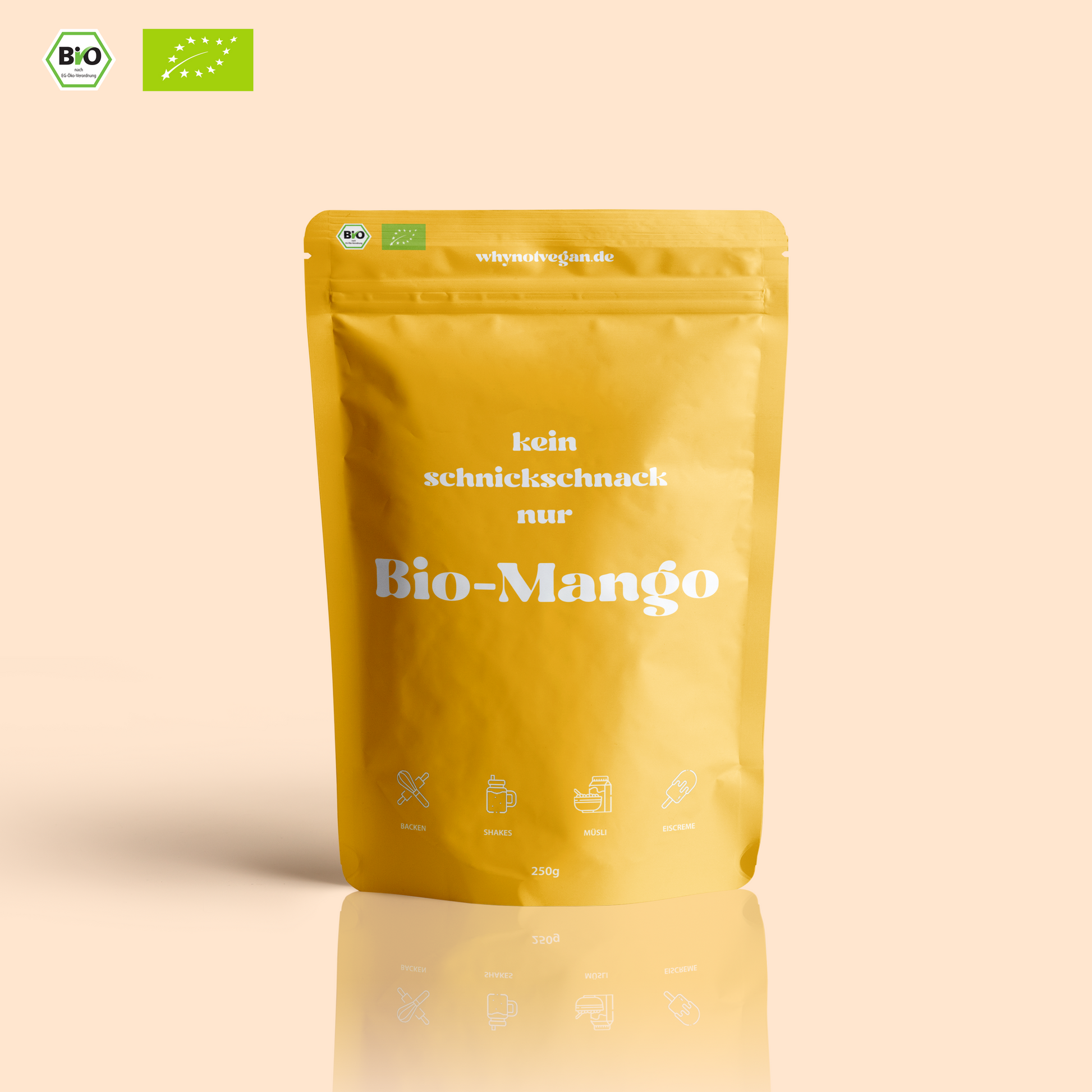 250 g Bio Mango Pulver  in nachhaltiger Verpackung – gefriergetrocknet, 100 % Frucht, ohne Zusätze, ideal für Shakes, Müsli und Backen