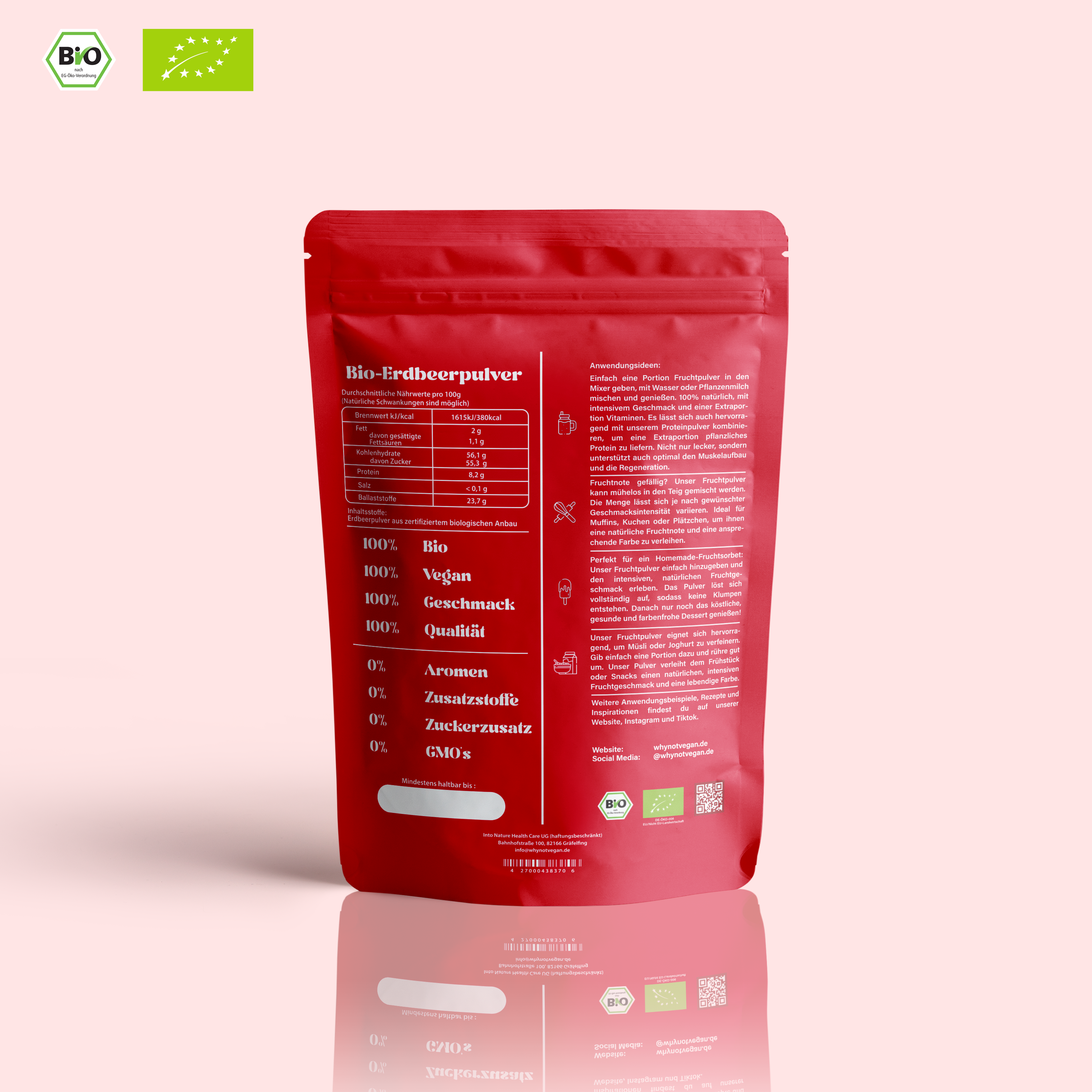 Bio-Erdbeerpulver gefriergetrocknet - 250g